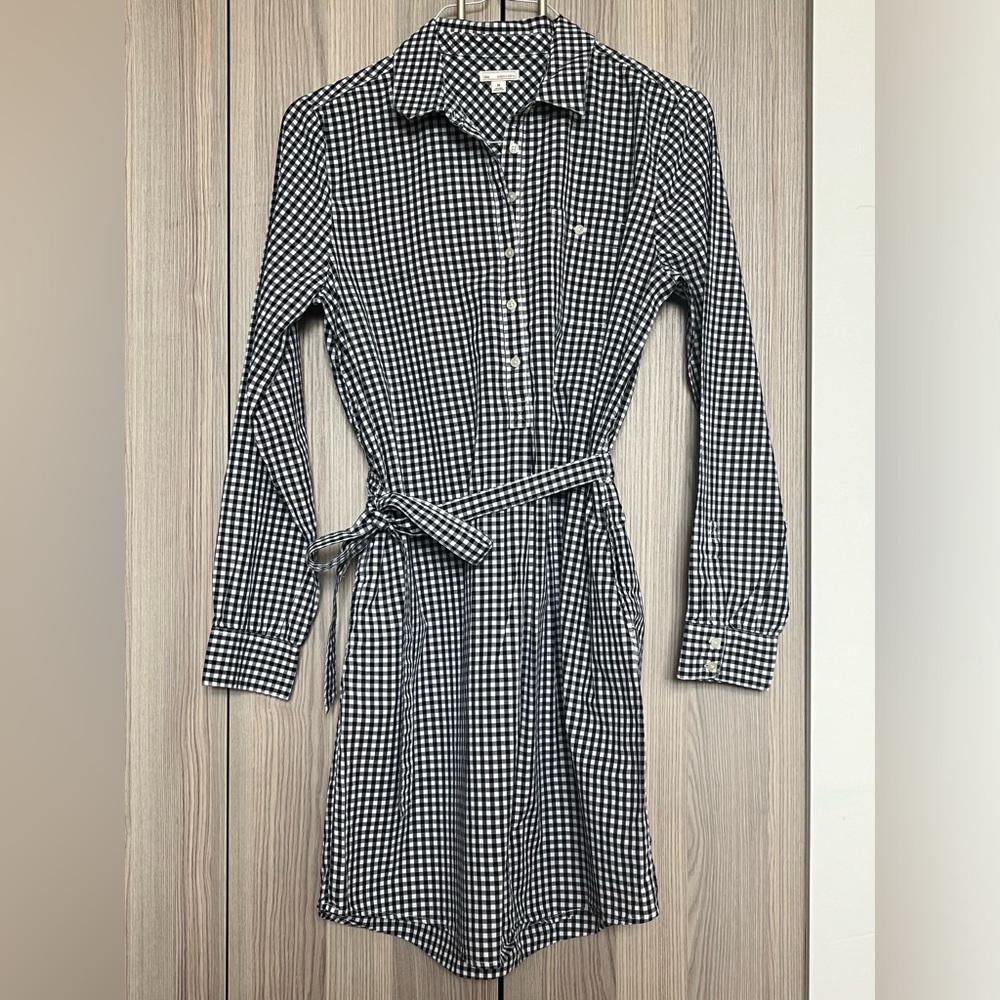 Gingham Shirt Dress w/ Pockets